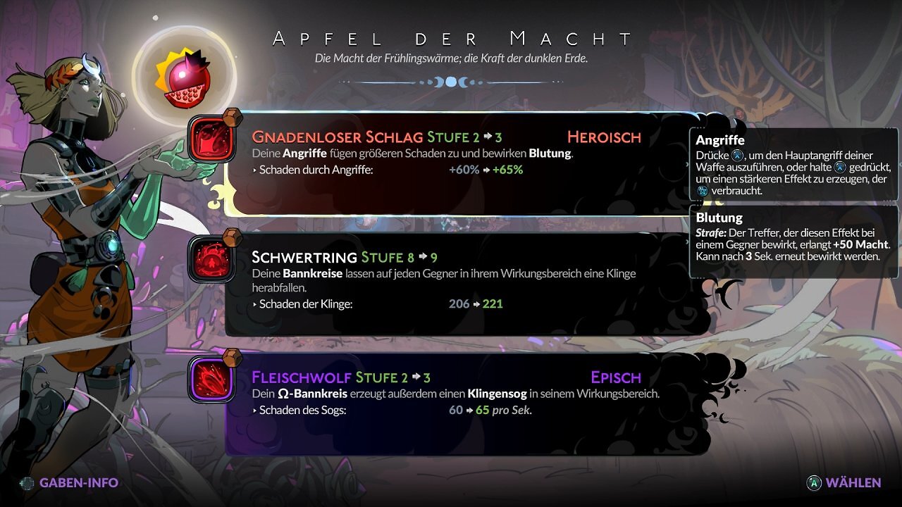 [05/10/2025] Mit Äpfeln der Macht steigert Melinoe die Stufe ihrer Götterkräfte.