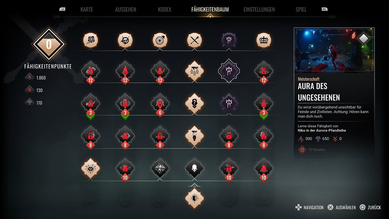 Euer Talentbaum bietet keinerlei Freiheiten oder Upgrades. Zumindest dürft ihr aber auch Skills von anderen Clans lernen.