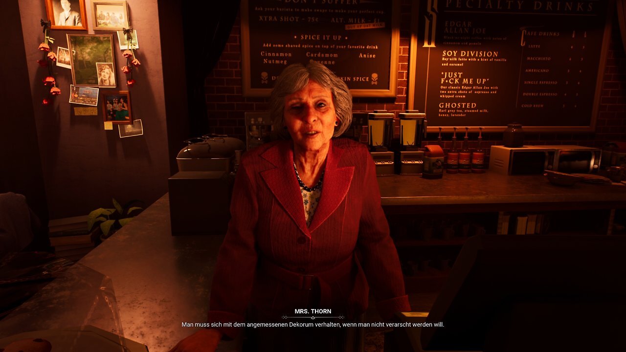 [17/10/2025] Mrs. Thorn ist eine eurer Clan-Kontakte. Die gut vertonte Dame hält die schlechtesten Quests im ganzen Spiel für euch bereit.