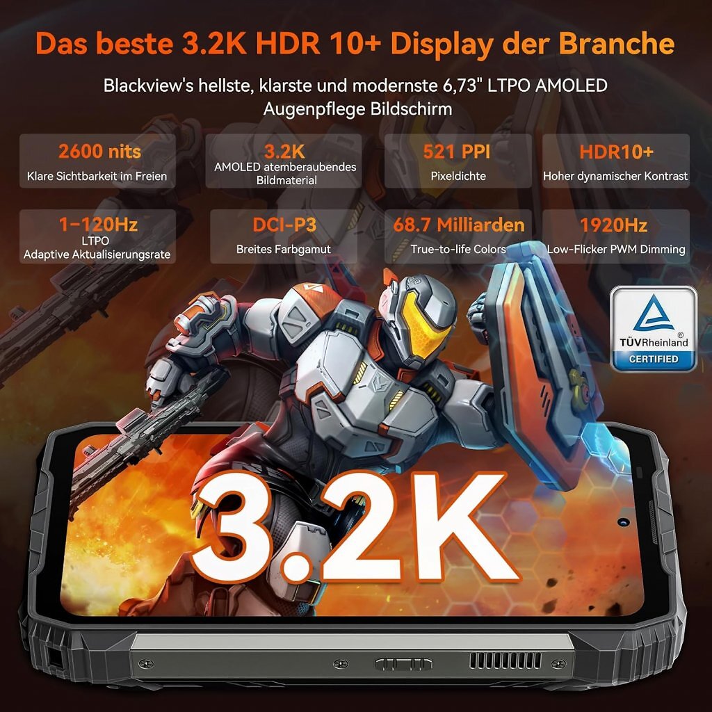 [19/11/2025] Eine der größten Stärken des Blackview Xplore 2 ist das 6,73 Zoll große AMOLED-Display.