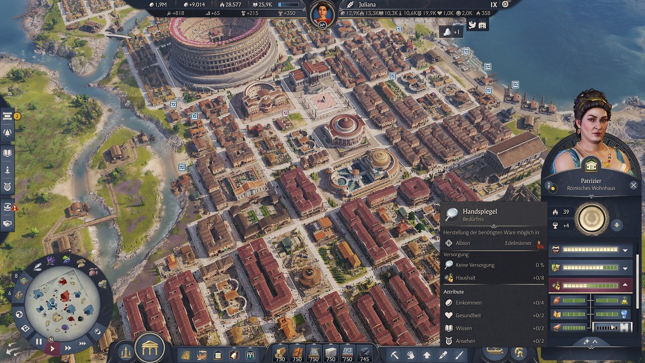 In Anno 117 müssen wir nicht mehr alle Bedürnisse zu 100% decken, um die nächste Bevölkerungsstufe zu erreichen. Hauptsache, die Leute bekommen genug.