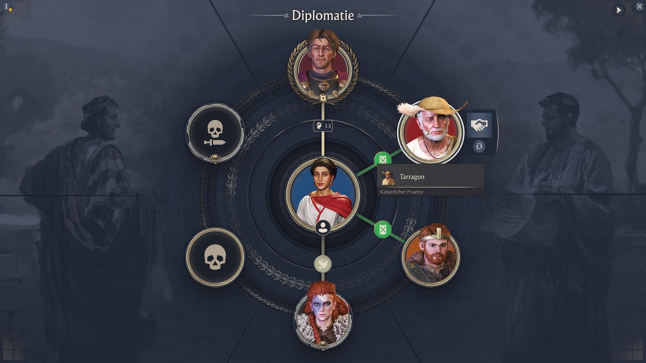 Wie gewohnt, können wir mit bis zu drei anderen Spielern in einer Partie antreten. Außerdem dabei sind der Kaiser oder die Kaiserin und bis zu zwei Räuber-NPCs.