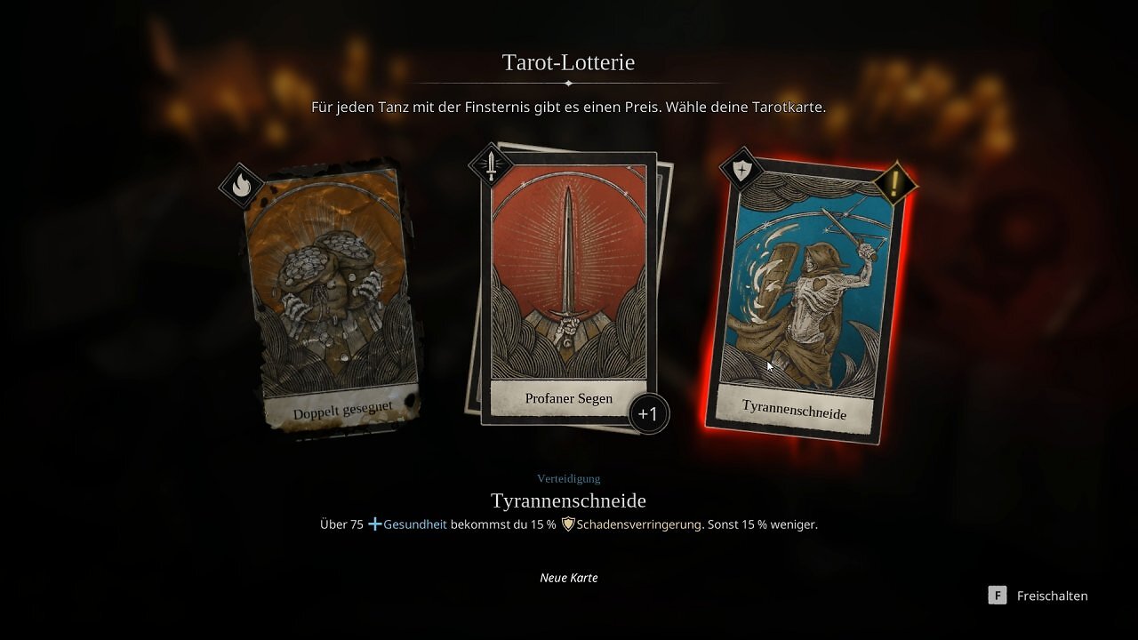 [04/11/2025] Tarotkarten verpassen euch starke passive Boni... allerdings nur für einen Raid. Danach verfallen sie und müssen neu gezogen oder reaktiviert werden.