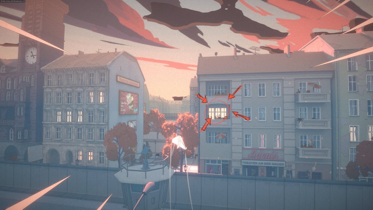 [21/11/2025] Kleine Minispiele durchbrechen das sture Erkunden des Apartments. Wir dürfen zum Beispiel unsere (Papier-)Flugkünste auf dem Weg von Ost- nach West-Berlin unter Beweis stellen.