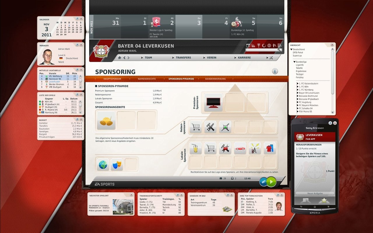 [02/12/2025] Der Fußball Manager (im Bild: Fußball Manager 12) brachte das Genre in den Mainstream: ein dickes Lizenzpaket, die FIFA-Engine und eine solide Zugänglichkeit trotz Komplexität.