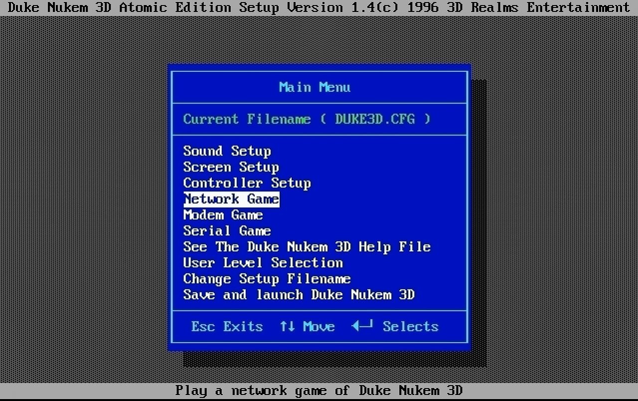 [08/02/2026] Die MS-DOS-Fassung wird vor jedem Spielstart mit diesem Launcher konfiguriert. Hier kann man auch aus den verschiedenen Mehrspielermodi wählen.