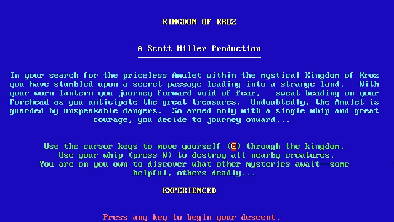 [08/02/2026] &nbsp;Scott Miller veröffentlicht Kingdom of Kroz bereits im Jahr 1987.&nbsp;