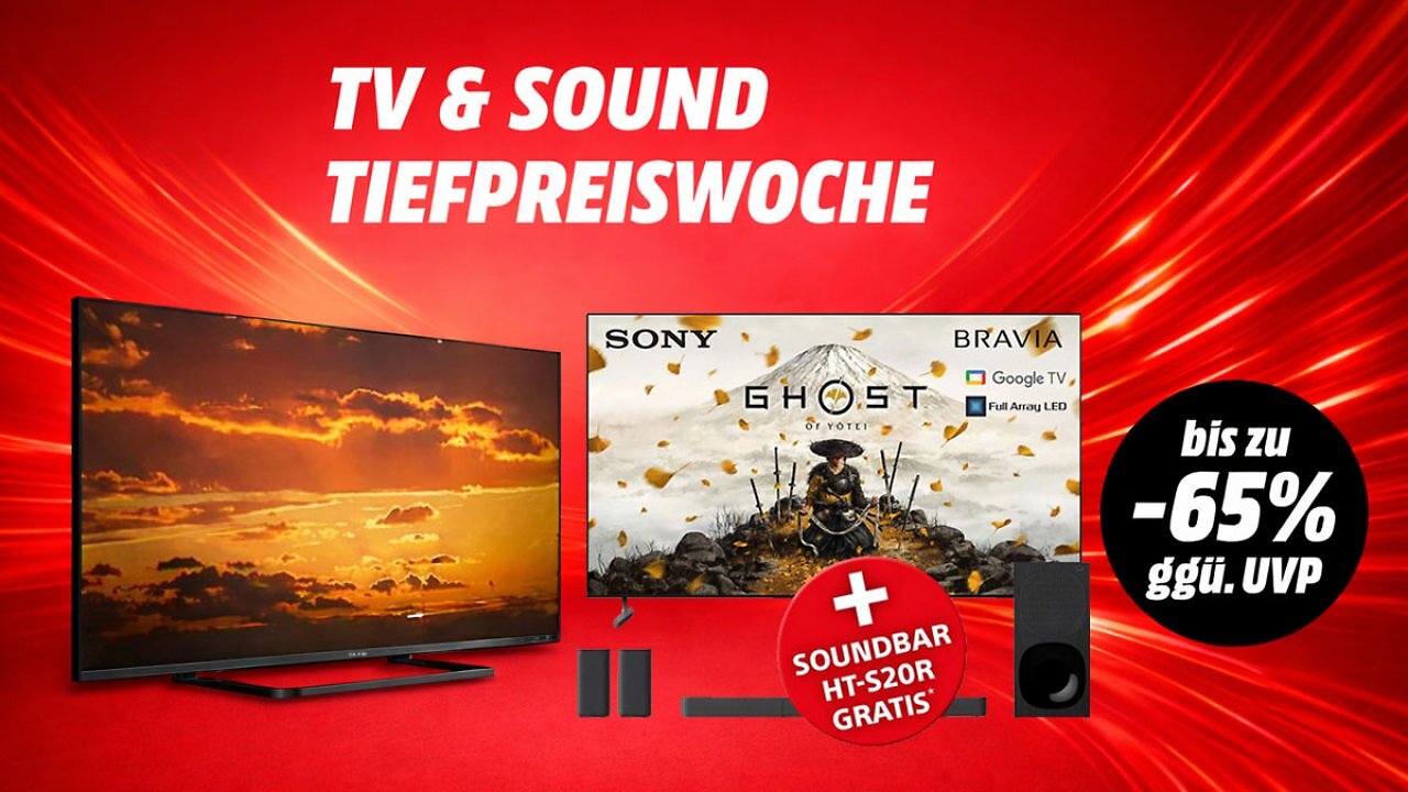 Kann das stimmen? Sony TV statt 1.399€ nur 733€ und mit Gratis-Soundbar - starke Fernseher-Deals bei MediaMarkt