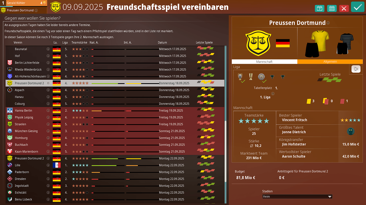 [25/03/2026] Ein Freundschaftsspiel in We Are Football 2027.