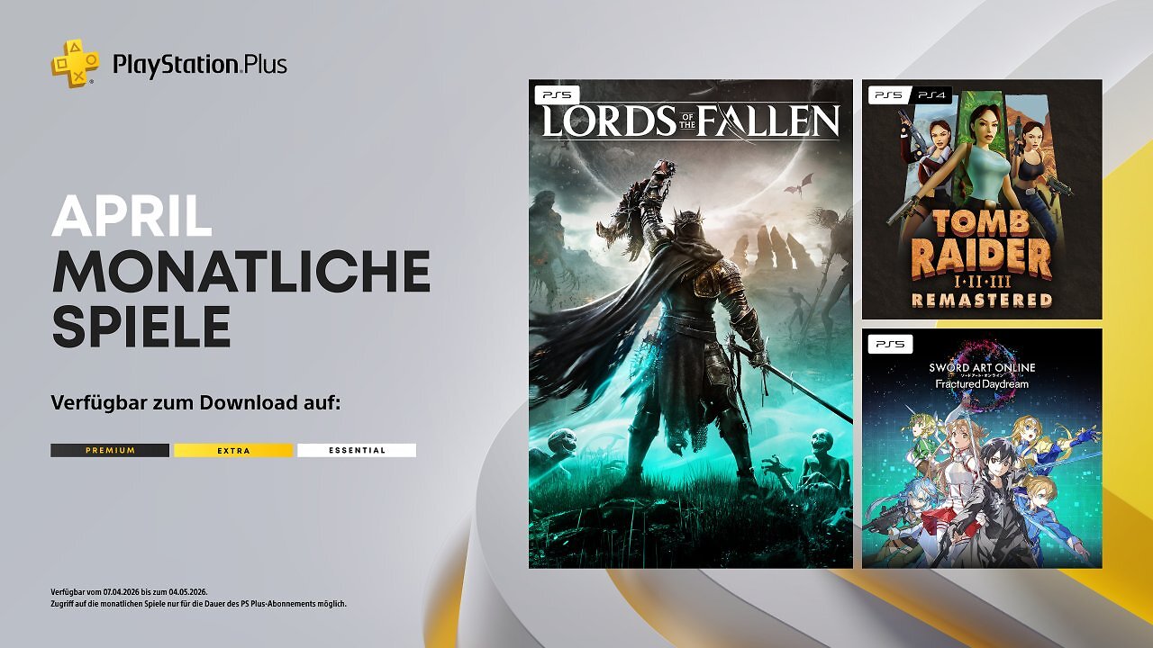 [02/04/2026] PlayStation Plus im April 2026: Spannendes Soulslike und Tomb Raider im Abo (1)