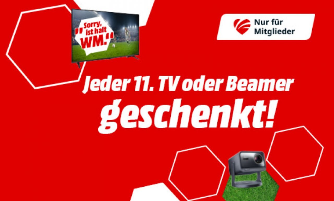 [28/05/2026] Nur bis Sonntag: Jede 11. TV- oder Beamer-Bestellung ist gratis.