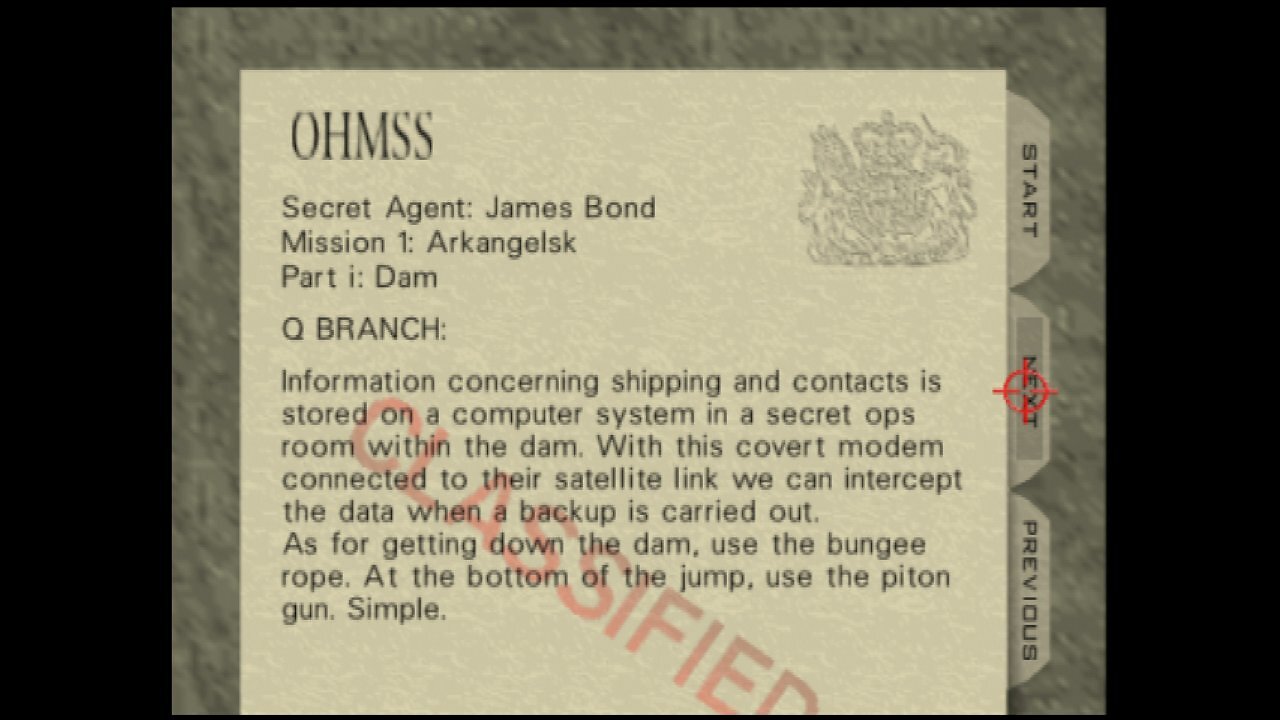 Screenshot aus dem Menü von GoldenEye 007