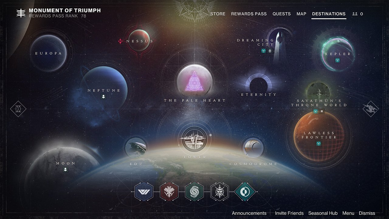 [22/05/2026] Monument of Triumph macht die Planetenkarte wieder zum Dreh- und Angelpunkt von Destiny 2. Die Inhalte, die 2020 aus dem Spiel entfernt wurden, kehren allerdings nicht zurück.