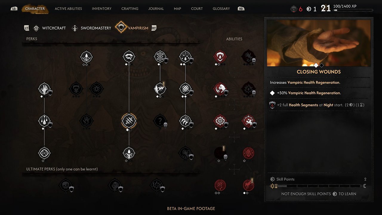 [05/05/2026] Der Skilltree und das Hauptmenü erinnern sehr stark an The Witcher 3. Aber wieso sollte man auch neue Menüs erfinden, wenn das, was man kennt, funktioniert?