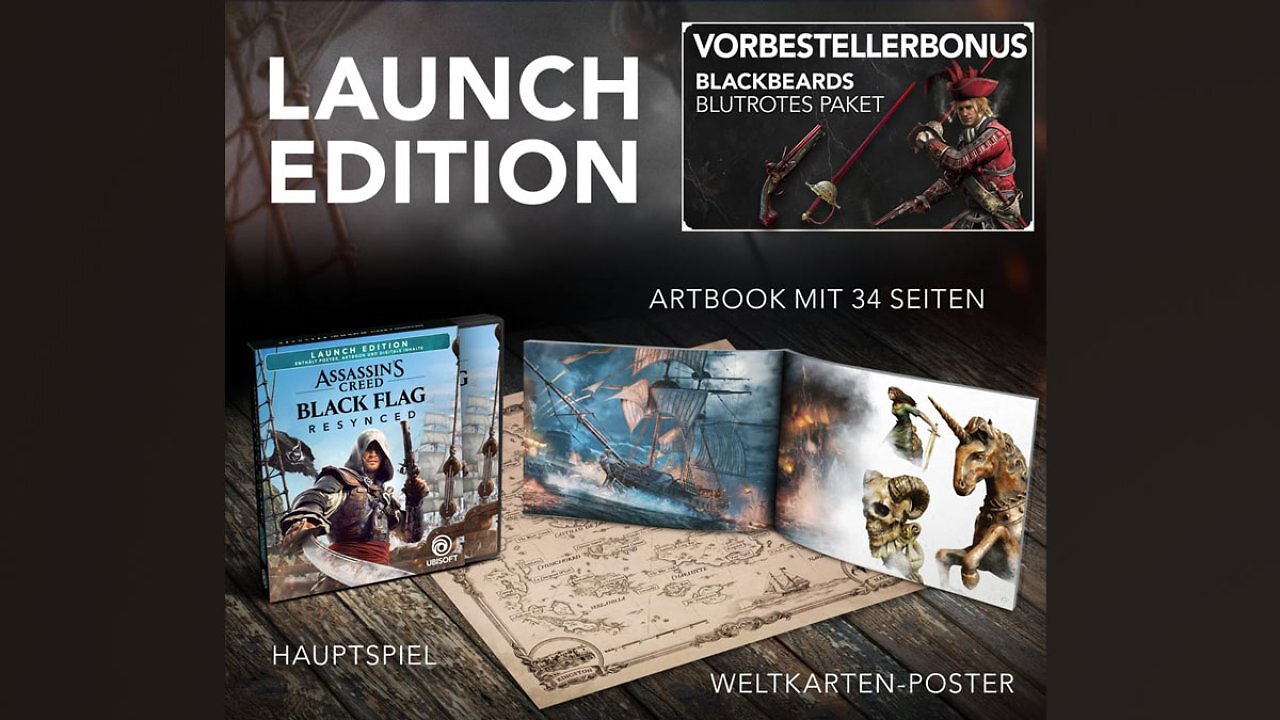 [02/07/2026] AC Black Flag Resynced: Launch Edition mit Poster, Artbook, Steelbook & digitalen Zusatzinhalten nur 59,99€