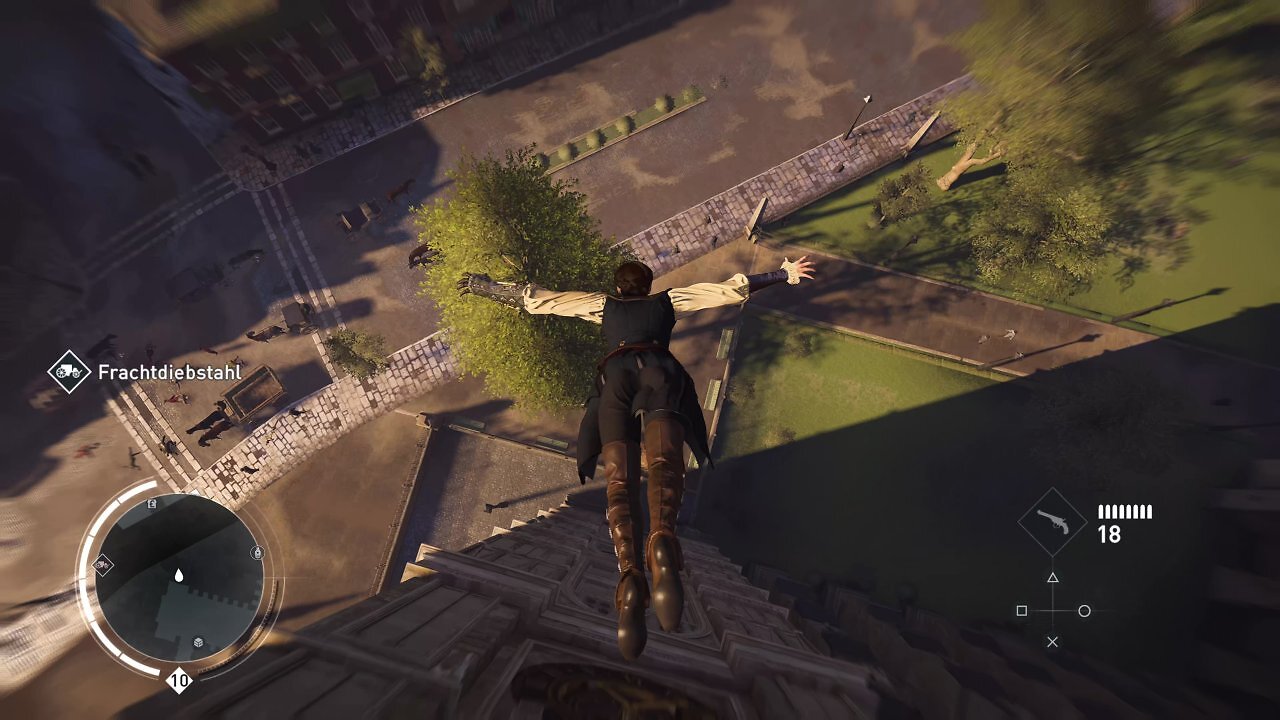 [23/07/2026] Bitte unter keinen Umständen nachmachen: Der Todessprung der Assassinen ist eine heikle Angelegenheit. Wir sehen aber schon vor uns, wie Anika so ein Manöver von der Lorenzkirche aus wagt.