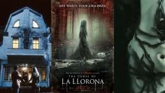Szenenbilder aus "Amityville Horror" und "Slender Man", Filmplakat zu "Lloronas Fluch"