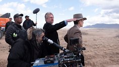 Christopher Nolan bei den Dreharbeiten zu Oppenheimer.