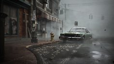 Ein Auto steht in den Straßen von Silent Hill