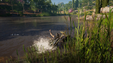 In Odyssey ist jeder Wasserkontakt mit einem unsanften Sturz verbunden, so man sich auf dem Rücken eines Pferdes befindet.
