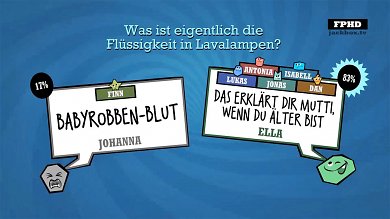 Und das kommt bei der Frage eventuell raus: Ihr stimmt auf dem Handy ab, welche der beiden Antworten euch besser gefallen hat. Der Gewinner erhält Punkte!