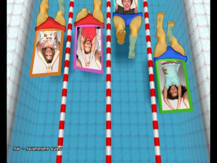 Eine Runde Rückenschwimmen