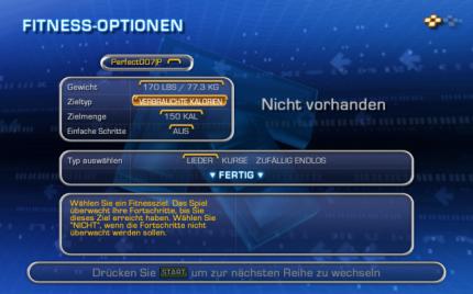 Einstellungen des Fitness Modus