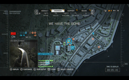Battlefield 4 im Test: Aus diesemSpawn-Menü startet man in jede Runde.
