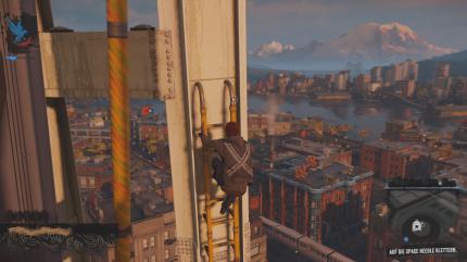 Beim Klettern tritt Delsin gern mal daneben...