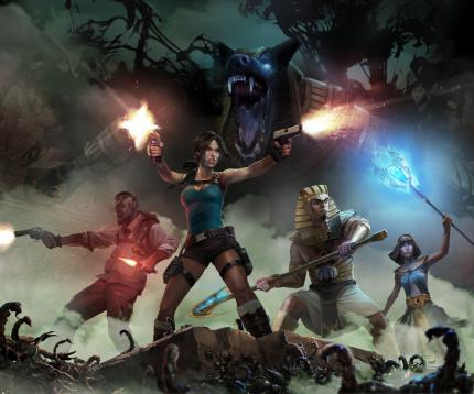 Die vier Helden: Carter, Lara, Horus und Isis.