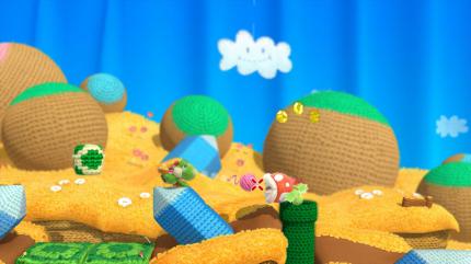 Der Look ist anders, das Gameplay wie immer: Yoshi frisst Gegner und kann sie 'als Waffe' wieder ausspucken.