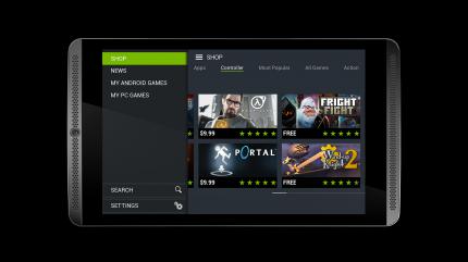 Aus dem Shield Hub startet man normale Android-Spiele, optimierte Shield-Games oder den Stream von seinem heimischen Steam-Account.