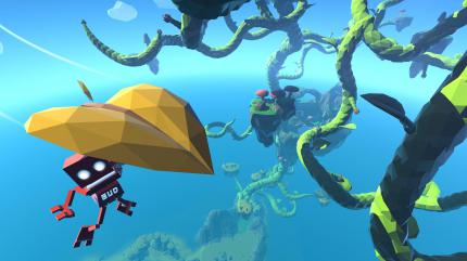 Roboter B.U.D. ist der charmante Protagonist von Grow Home – dank der knuffigen Animation und dem frustfreien Spielprinzip kann man sich oft ein Lächeln nicht verkneifen.