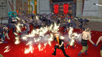 Dutzende gleichaussehende Gegner: Im Stil von Dynasty Warriors pflügt man durch Ansammlungen von Feinden.
