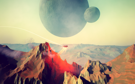 Prozedural generierte Planeten: Auf jedem kann man landen und Ressourcen erbeuten.