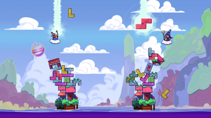 Tricky Towers ist eine Art Multiplayer-Player-Tetris mit Wettbewerbs-Charakter.