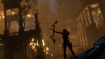Lara führt in Rise of the Tomb Raider unterschiedliche Bögen. Hier sieht man ein modernes (und durchschlagkräftiges) Kompositmodell.