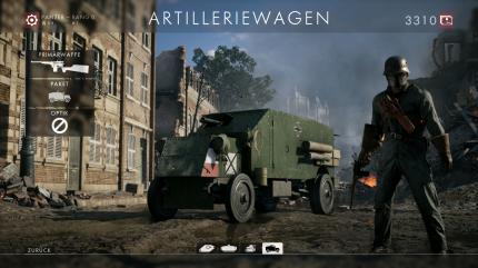 Battlefield 1: Gegen feindliche Stellungen am Boden oder mit Flugabwehrgeschütz auf Flugzeugjagd: Der Artilleriewagen.