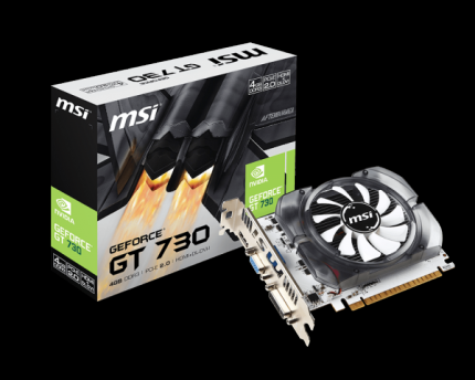 EIne Nvidia GT 730 (hier von MSI): die 4GB Video-RAM gauckeln eine Spielefähigkeit vor, der Grafikchip ist aber viel zu schwach. Viele Grafikkarten mit nur 2GB sind deutlich schneller.
