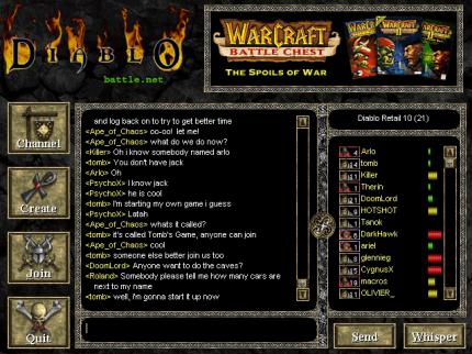 Diablo online: So schlicht sah das Battle.net-Menü noch in seinen ersten Lebensjahren aus.