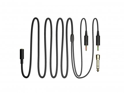 Bei diesem Anschlusskabel sieht man, dass es sich am Ende auf zwei analoge 3,5mm-Stecker aufsplittet - je einer für die Kopfhörer und das Mikrofon.
