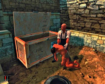 Körperentsorgung auf Hitman-Art. Dass überall diese riesigen Kisten herumstanden, hat dem hervorragenden Realismus in Blood Money kaum Abbruch getan.