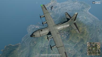 Vom Flugzeug aus suchen wir uns unseren Zielpunkt aus: Je größer die Gebäudeanzahl, desto mehr Spieler werden wahrscheinlich abspringen.