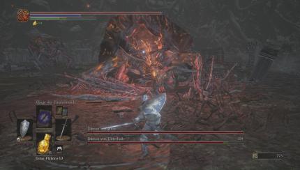 Dämon in Agonie und Dämon von Unterhalb im Bosskampf bei Dark Souls 3 The Ringed City.