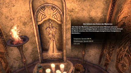 TESO Morrowind: Fertigkeiten und deren Verbesserungen lassen sich in Morrowind in diesem Schrein in Vivec gegen Gold zurücksetzen.