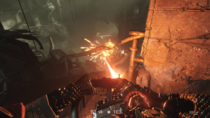 Wolfenstein 2: The New Colossus - Geschafft! Der Waffenarm des 'Mechs' ist zerstört.