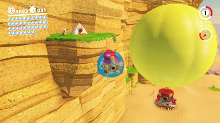 Küstenland - 34. Mond: Auch diesmal hat sich Kapitän Toad gut versteckt. Vom Boden aus ist er nicht einmal zu erkennen, dabei zeltet er beinahe hinter der Odyssey.<br>
 