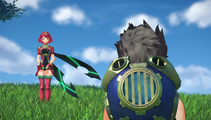Der Protagonist Rex wird früh im Spiel zum Meister der heiligen Klinge Pyra (links im Bild). Die beiden haben Elysium zum Ziel, das der Sage nach die Wiege der Menschheit ist.