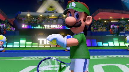 Luigi gehört natürlich standesgemäß zur Auswahl eines jeden Mario Tennis-Spiels. Im Publikum hat er sogar Fans mit passender Bekleidung wie Shirts und Mützen.