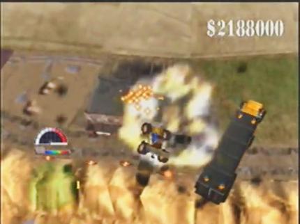 Levels, die ihr mit dem Turbobuggy bestreiten müsst, sind so angelegt, dass ihr die Landschaft als Rampe nutzen könnt, um in Gebäude zu springen.
